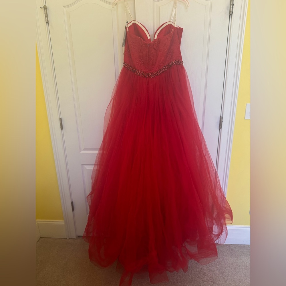 NWT Rachel Allan Red Prom Dress - Picture 13 of 14
